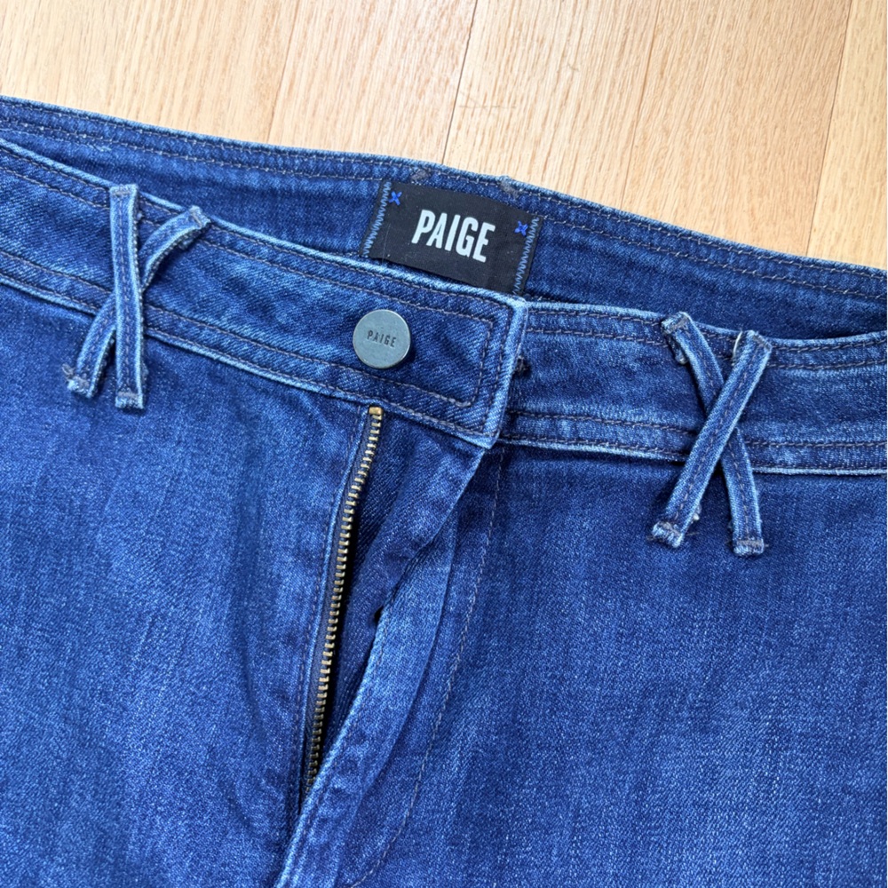 PAIGE Anessa Jeans Size 26 Dark Wash High Rise Wide Leg Crop Denim - Picture 2 of 5